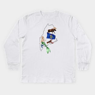 Maine Mermaid Kids Long Sleeve T-Shirt